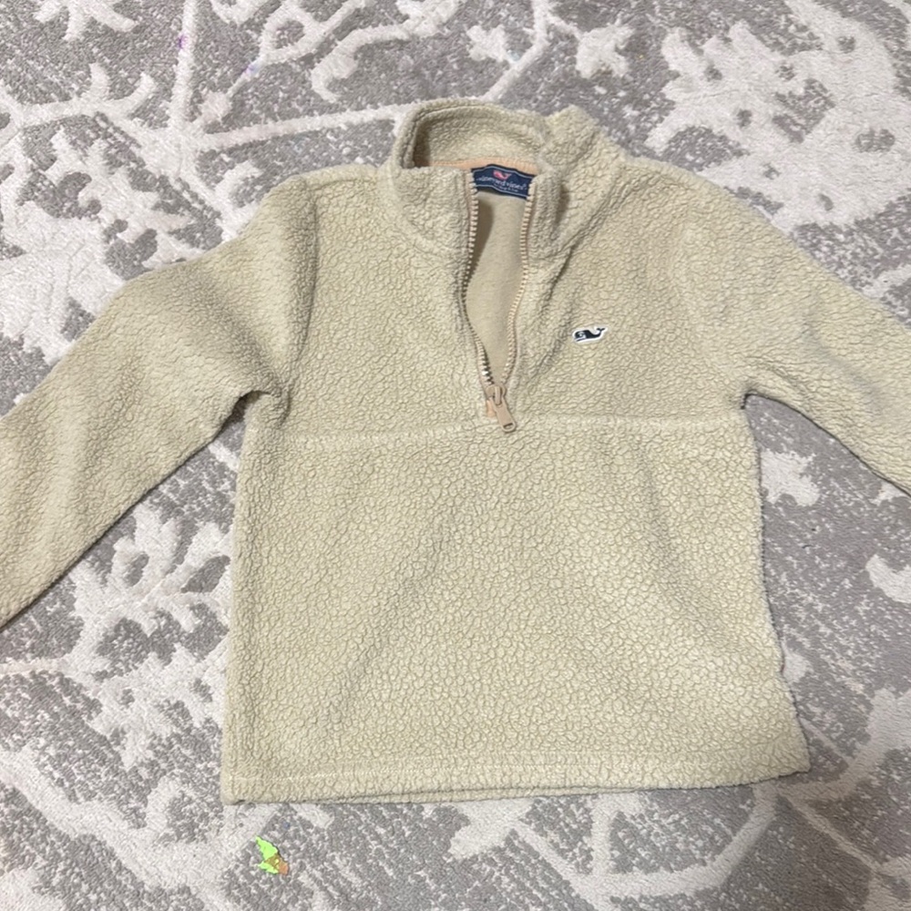 Vineyard Vines Cream Quarter-Zip Fleece Sweatshirt
